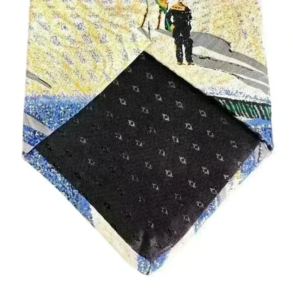 DON LOPER Men’s‎ 100% Silk Tie Necktie Golf Scene Golfing 4” Wide